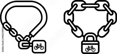 Bike lock chain links outline vector