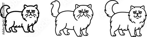 Persian cat standing side view outline vector