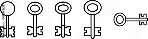 Safe key double bit security outline vector