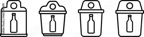 Glass bottle recycling bin outline vector