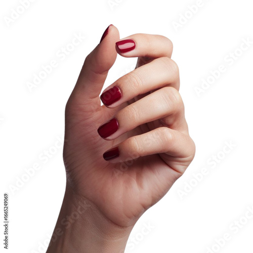 Elegant hand with polished red nails perfect for beauty fashion and cosmetic branding