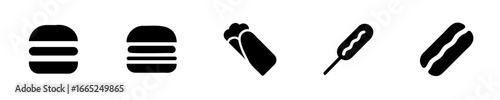 Silhouette icons hamburger hot dog wrap corn dog vector