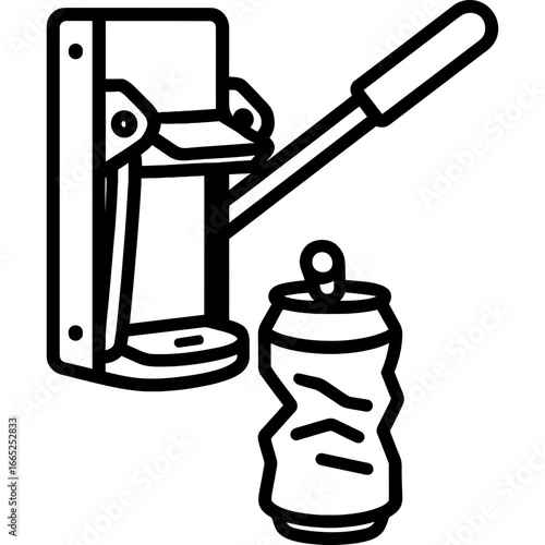 Aluminum can crusher outline vector
