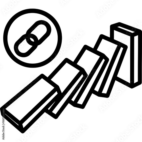 Domino effect chain reaction outline vector