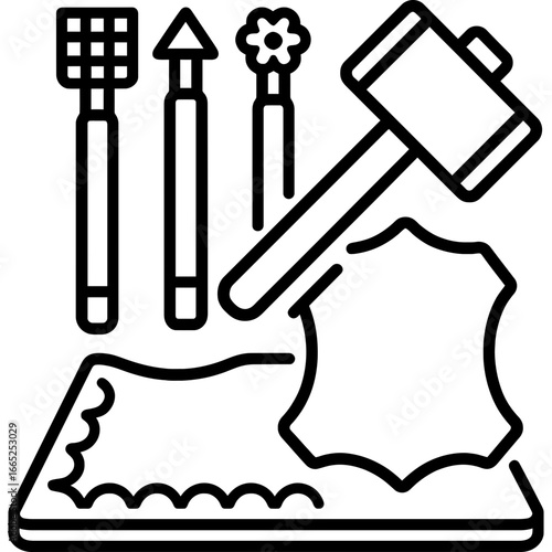 Leather stamps set outline vector