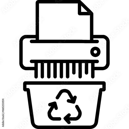 Paper shredder recycling outline vector