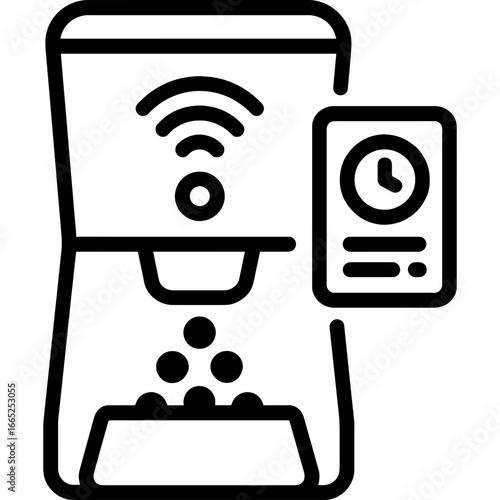 Smart pet feeder outline vector