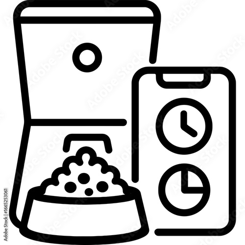 Smart pet feeder outline vector