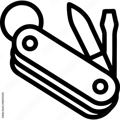 Key chain multi tool outline vector