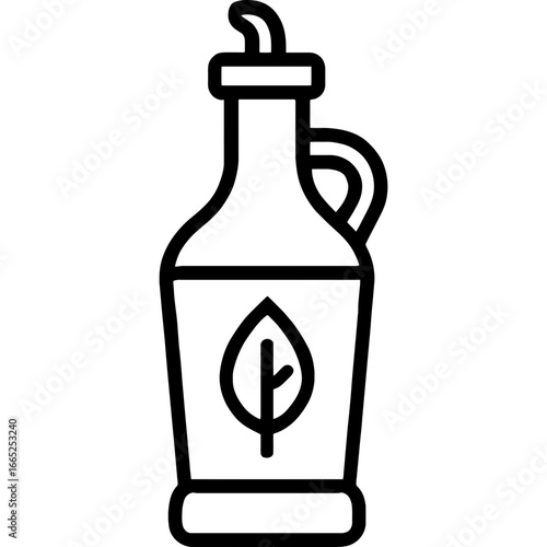 Vinegar bottle condiment outline vector