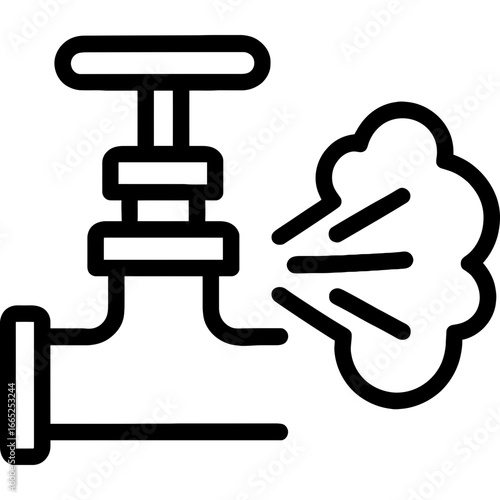 Valve releasing pressure outline vector