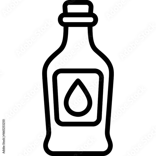 Vinegar bottle condiment outline vector