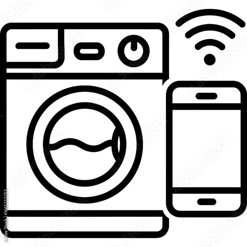 Smart washing machine outline vector