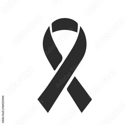 cancer ribbon silhouette icon on white background 