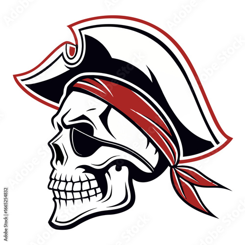 Pirate Skull Mascot Logo Vector, Tricorn Head Esports Icon Transparent