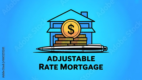Home Finance Coins Thin Line Real Estate Icon Set, adjustable rate mortgage, Property Price, created with generative ai
