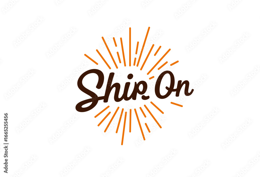 Fototapeta premium Ship On logo design with sunburst graphic elements 