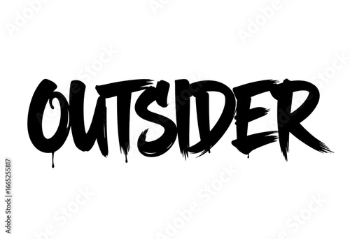 Bold black graffiti text saying 'OUTSIDER' emphasizing typographic art  