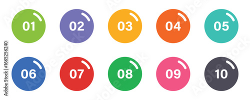 Set of numbers 1 - 10 . Number circles set 1 to 10 . Set of Round one to ten numbers icon vector illustration isolated on white background.
