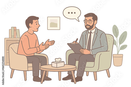 Counseling session in modern office setting with discussion