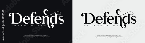 Defends typography luxury minimal lettering fonts for logo, brand etc. Typography typeface uppercase lowercase and number. vector illustration