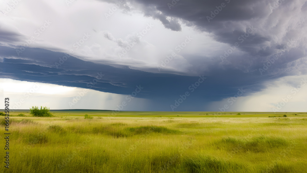 Obraz premium Stormy Sky Over Field