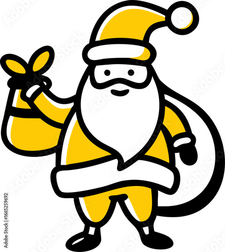 Santa claus in full costume holding a gift sack isolated on white background isolated on transparent background