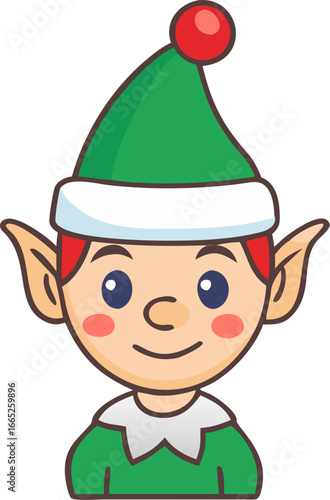 Christmas elf character wearing a pointy hat isolated on white background isolated on transparent background