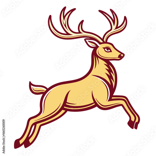 Dynamic reindeer leaping through the air isolated on white background isolated on transparent background