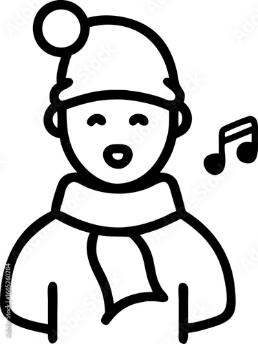Christmas caroler singing a festive song isolated on white background isolated on transparent background