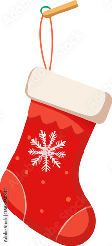 Christmas stocking hanging vector design isolated on white background isolated on transparent background