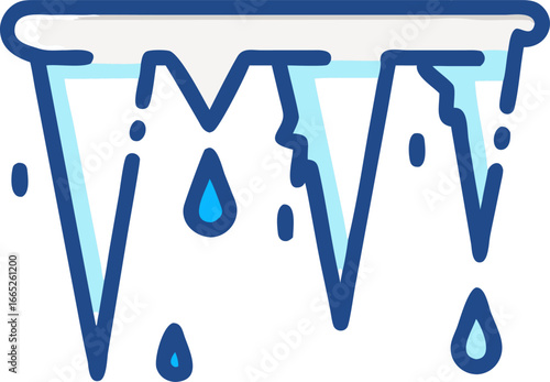 Several icicles hanging down isolated on white background isolated on transparent background