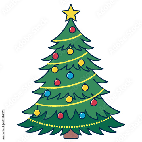 Beautifully decorated christmas tree isolated on white background isolated on transparent background
