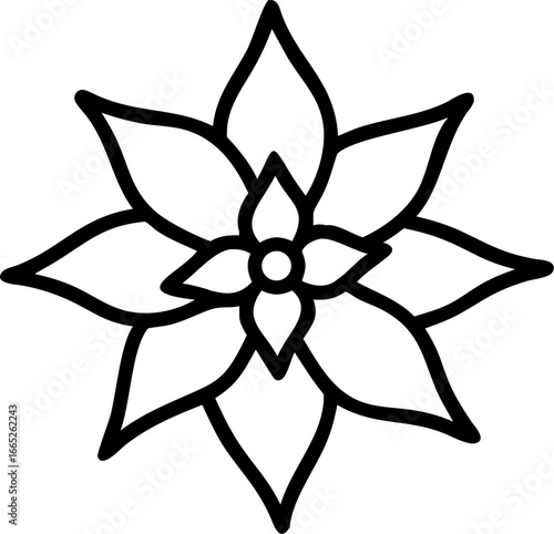 A single poinsettia flower illustration isolated on white background isolated on transparent background