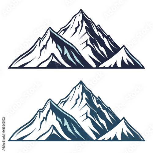 Majestic mountain peaks with snow caps isolated on white background isolated on transparent background