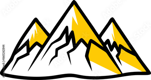Snowy mountain peaks landscape design isolated on white background isolated on transparent background