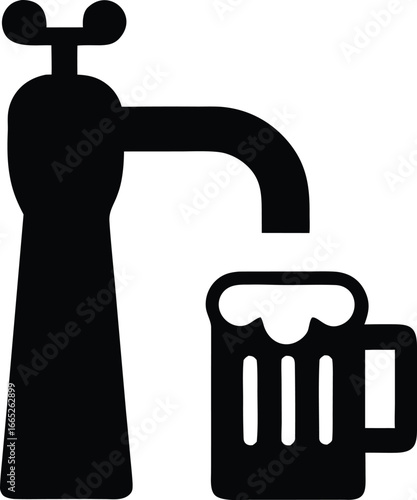 Craft beer pouring from a tap icon vector illustration