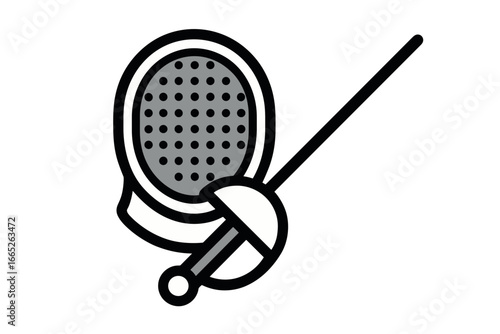 Vector Illustration of Fencing Mask and Sword Icon