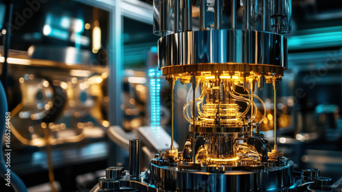 Advanced AI research lab with quantum computing processors, glowing data streams, and futuristic machine learning systems —ar 16:9 
