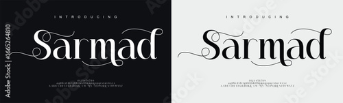 Sarmad typography luxury minimal lettering fonts for logo, brand etc. Typography typeface uppercase lowercase and number. vector illustration