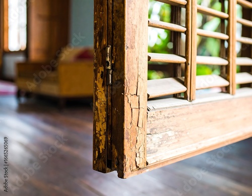 Close-up of weathered wooden shutters
