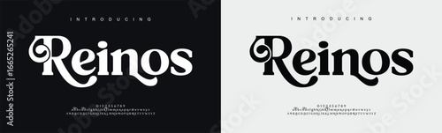 Reinos typography luxury minimal lettering fonts for logo, brand etc. Typography typeface uppercase lowercase and number. vector illustration