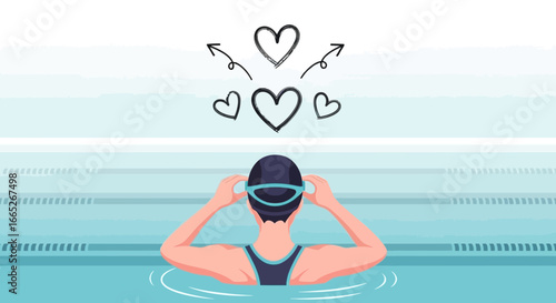 Swimmer's Heartfelt Dedication: Visualizing Passion and Love for Swimming  and Workout
