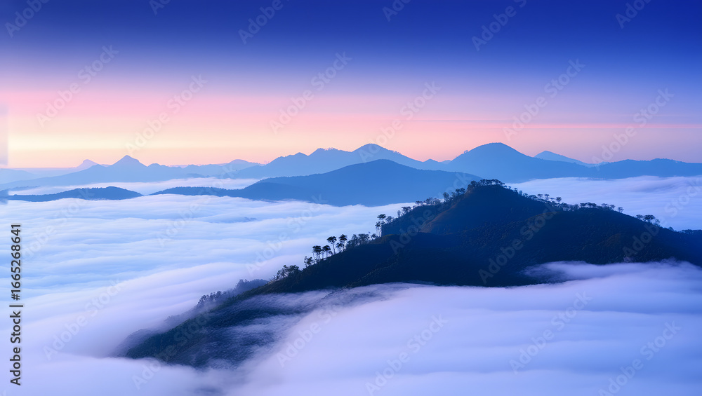 Naklejka premium Foggy Mountain Landscape