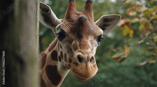 closeup on portrait of a giraffe