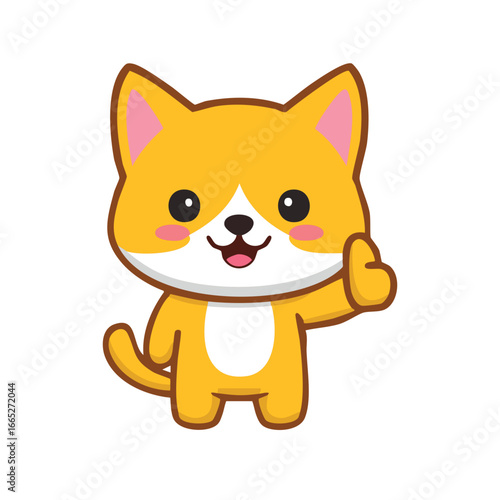 A Cute and Friendly Cartoon Cat Giving a Thumbs Up