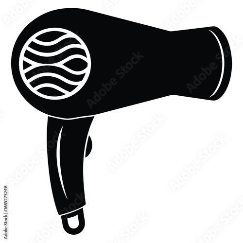 Black hairdryer with wavy vent vector illustration
