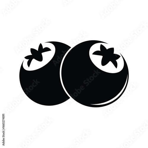Simple black silhouette of two fresh blueberries