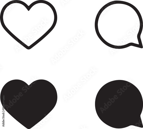 Set of social media icons. Flat line art stock illustration