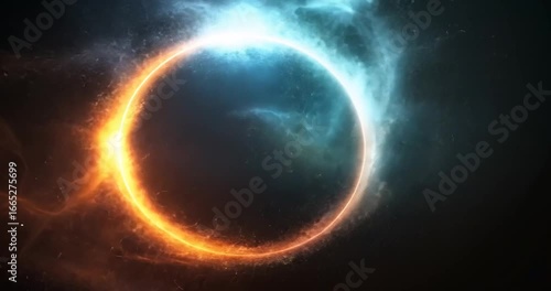 Abstract cosmic ring of fire and ice